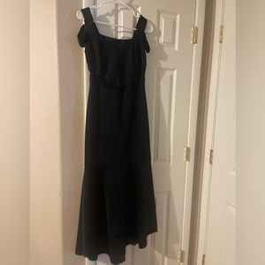 Black, long, formal dress w/ off shoulder detail